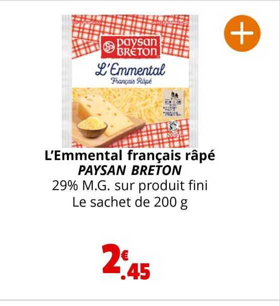 l'emmental français râpé paysan breton