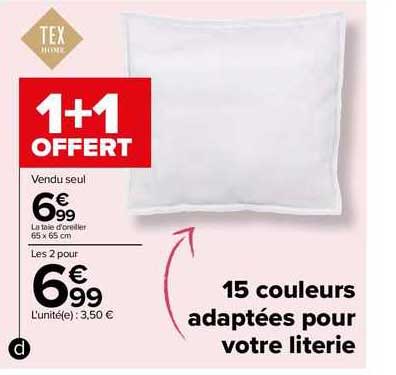 la taie d'oreiller 65 x 65 cm