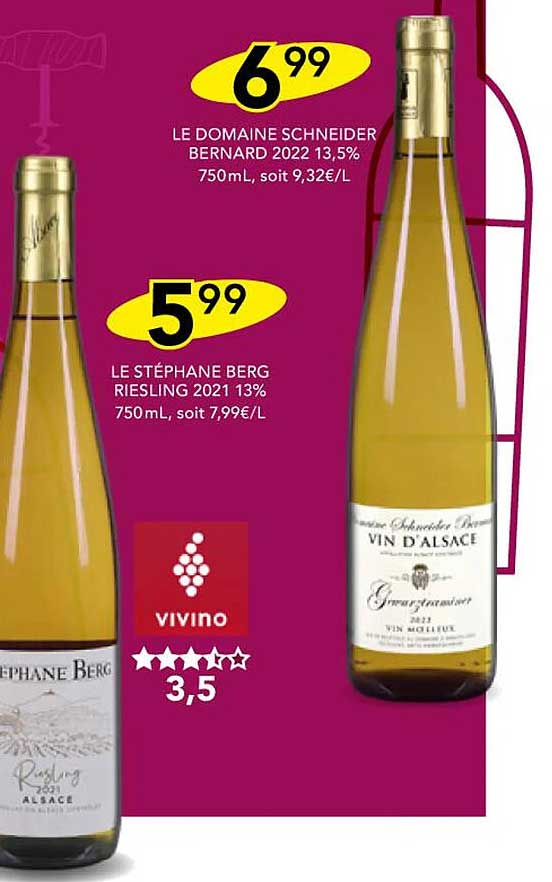le domaine schneider bernard 2022 13,5%, le stéphane berg riesling 2021 13%
