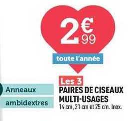 les 3 paires de ciseaux multi-usages