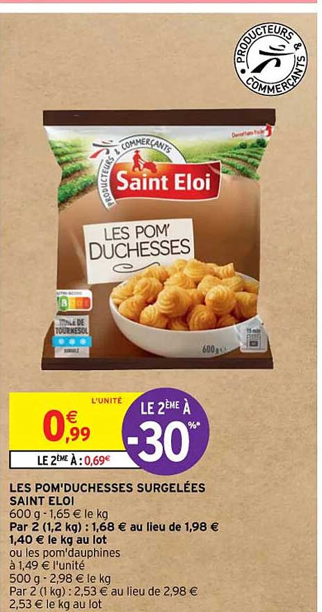 les pom'duchesses surgelées saint éloi
