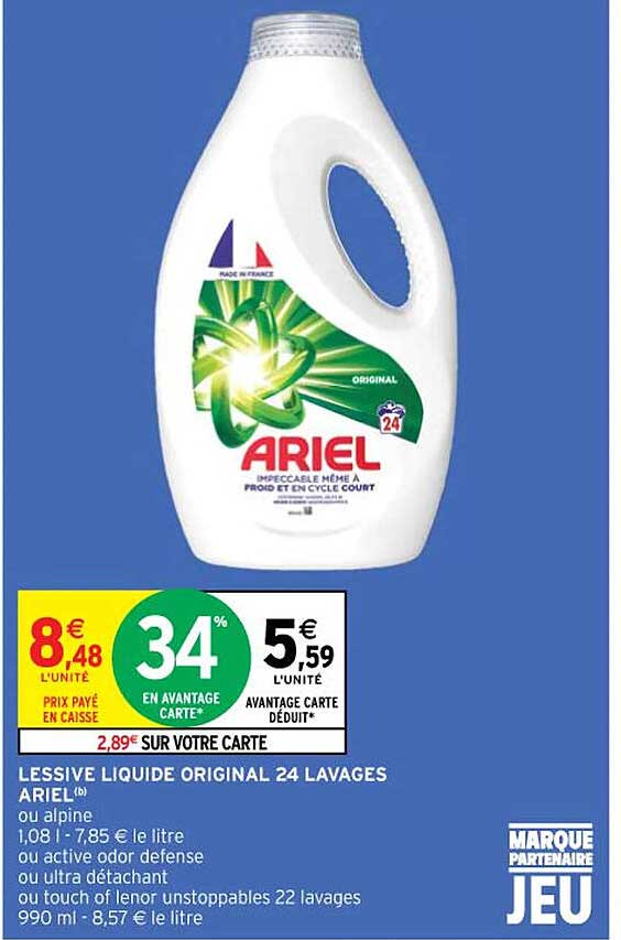 lessive liquide original 24 lavages ariel