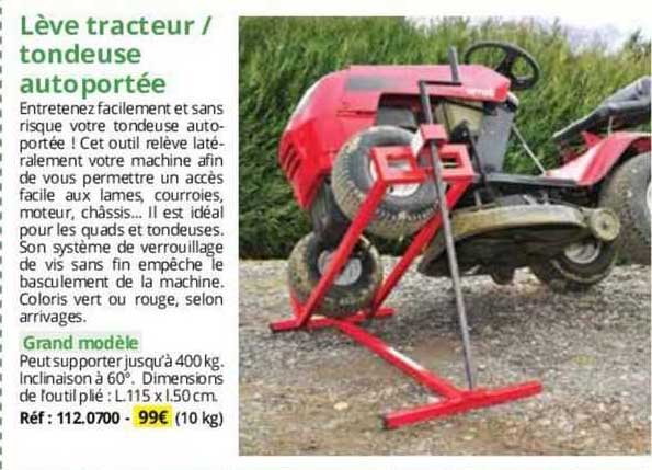 lève tracteur / tondeuse autoportée