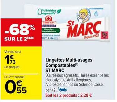 lingettes multi-usages compostables st marc