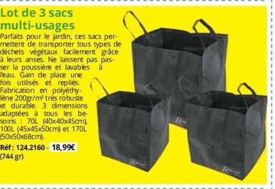 lot de 3 sacs multi-usages