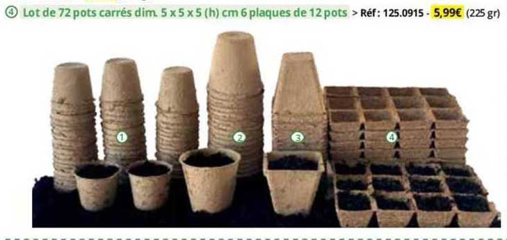 lot de 720 pots carrés dim. 5x5x5 (h) cm 6 plaques de 12 pots