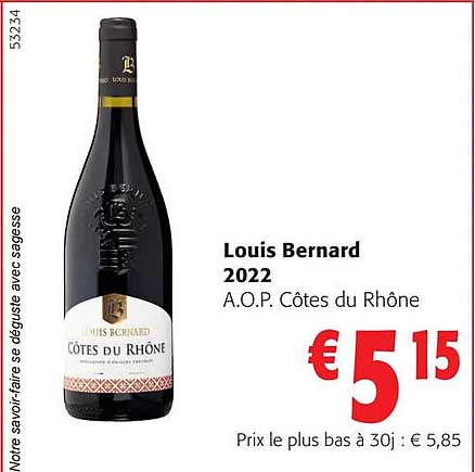louis bernard 2022 a.o.p. côtes du rhône