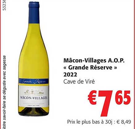 mâcon-villages a.o.p. «grande réserve» 2022 cave de viré