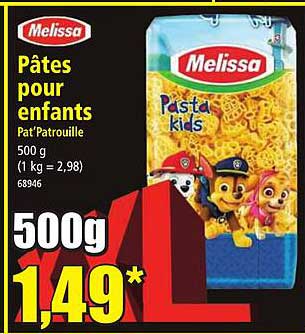 melissa pâtes pour enfants