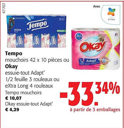 mouchoirs tempo, essuie-tout adapt' okay