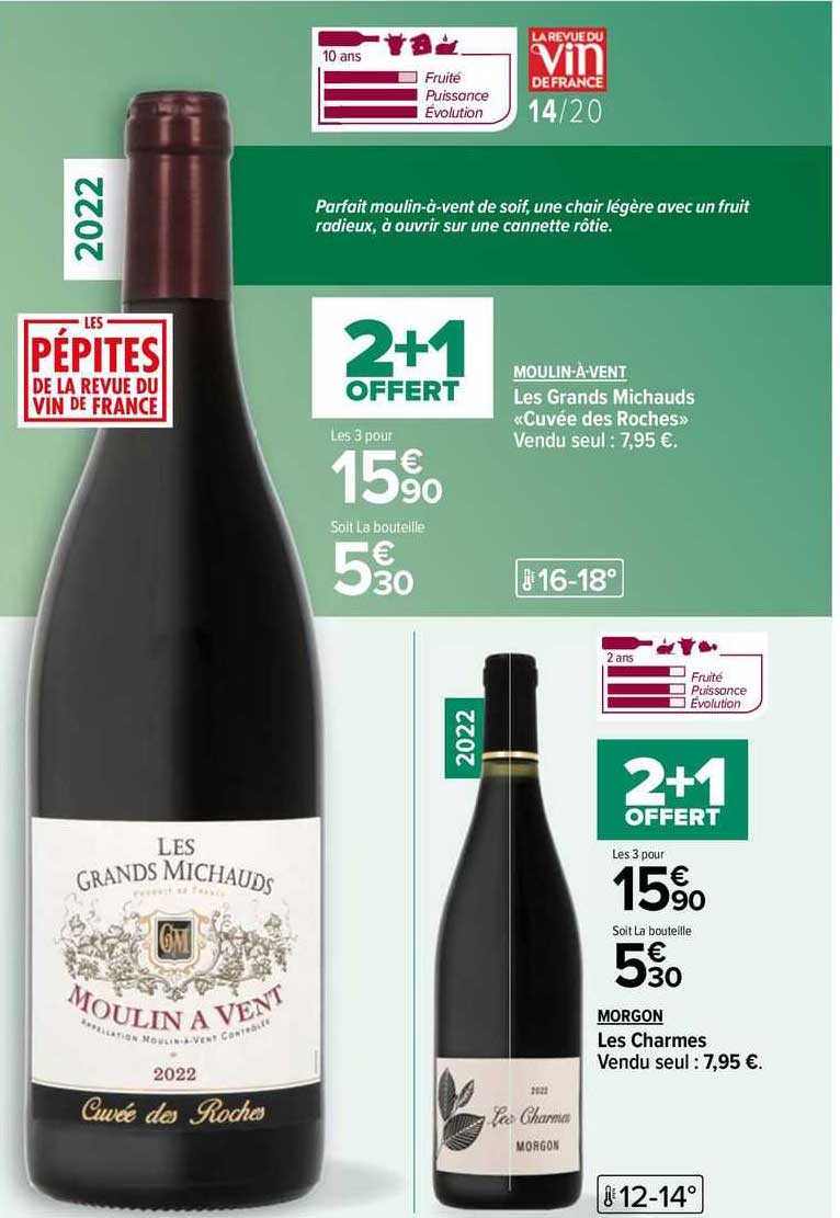 moulin-à-vent les grands michauds «cuvée des roches», morgon les charmes