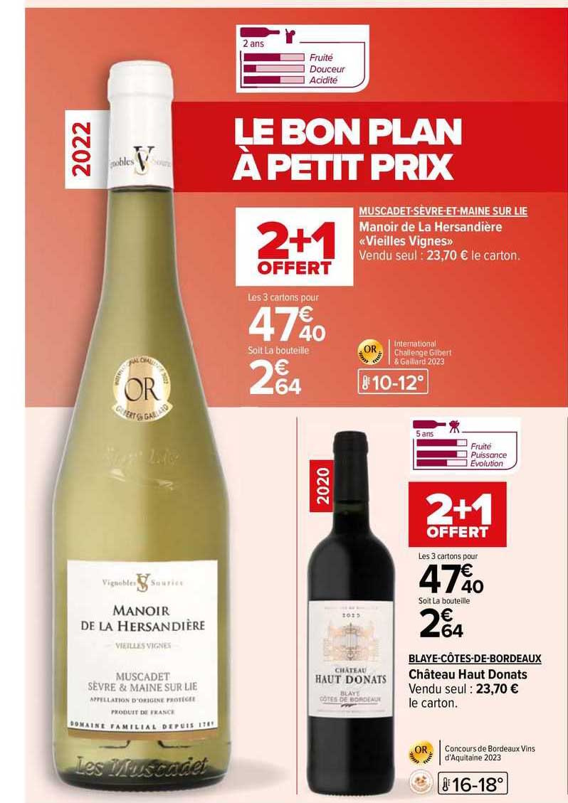 muscadet-sèvre-et-maine sur lie manoir de la hersandière «vieilles vignes», blaye-côtes-de-bordeaux château haut donats