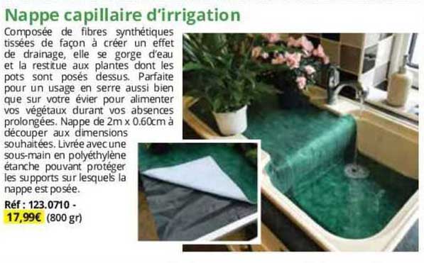 nappe capillaire d'irrigation