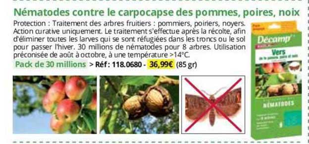 nématodes contre le carpocapse des pommes, poires, noix