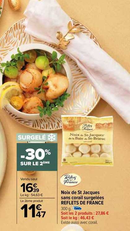 noix de st jacques sans corail surgelées reflets de france