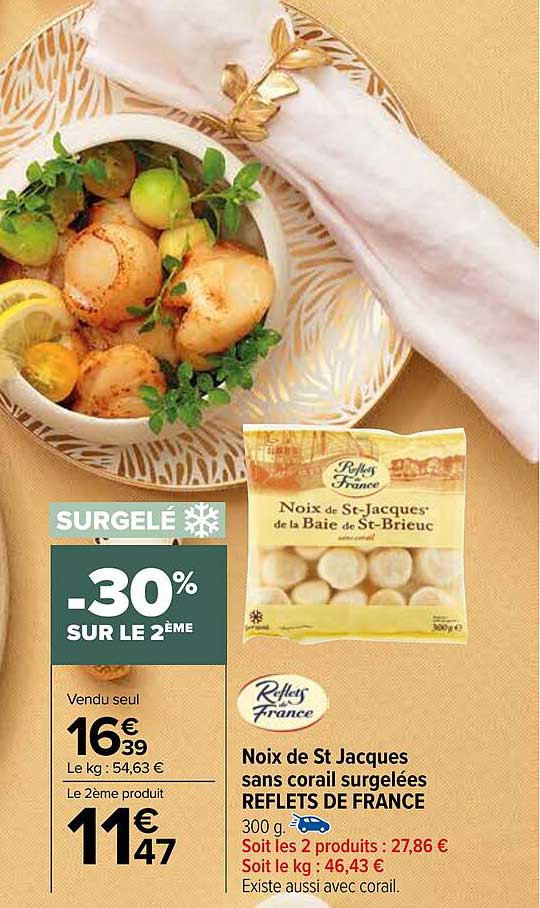noix de st jacques sans corail surgelées reflets de france
