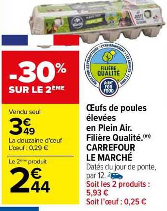 œufs de poules élevées en plein air filière qualité carrefour le marché