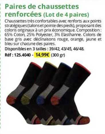paires de chaussettes renforcées (lot de 4 paires)
