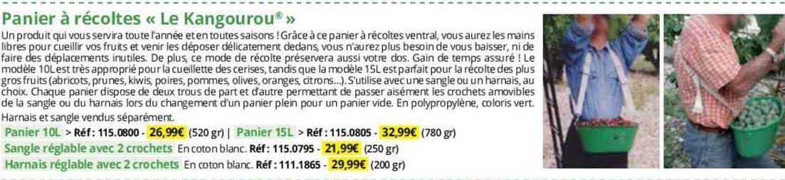 panier à récoltes "le kangourou"