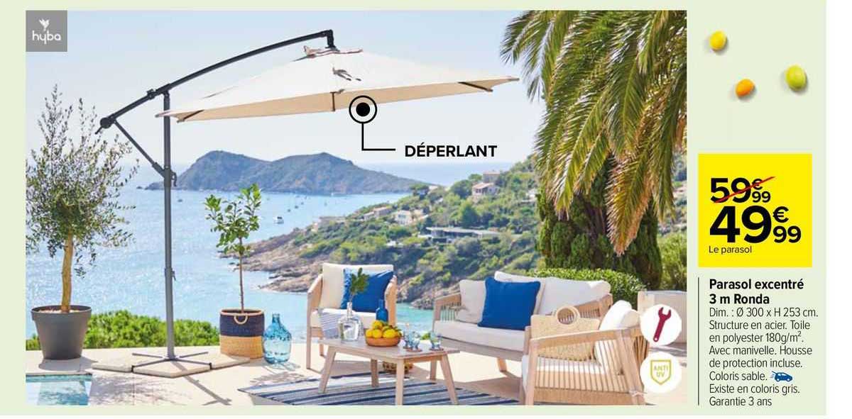 parasol excentré 3 m ronda