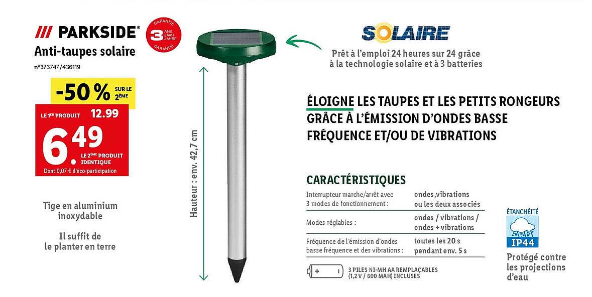parkside  anti-taupes solaire