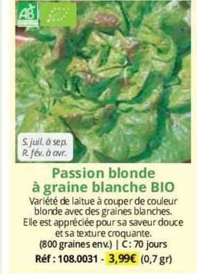 passion blonde à graine blanche bio