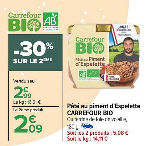 pâté au piment d'espelette carrefour bio