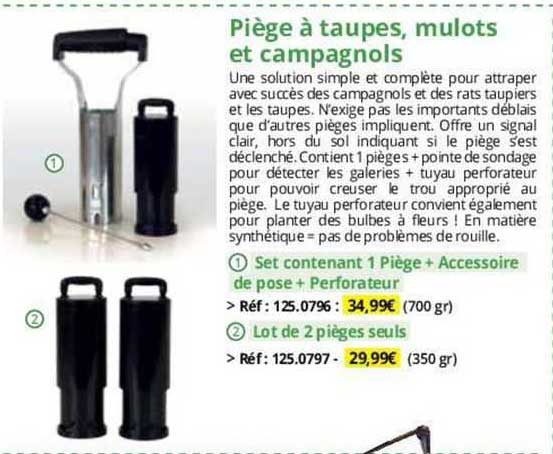 piège à taupes, mulots et campagnols