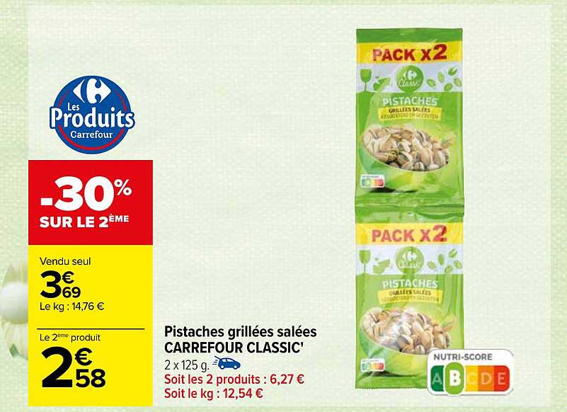 Pistaches Grillées Salées Carrefour Classic'