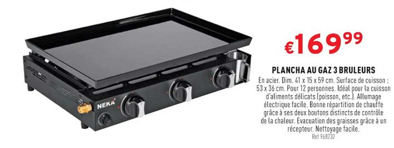 plancha au gaz 3 bruleurs