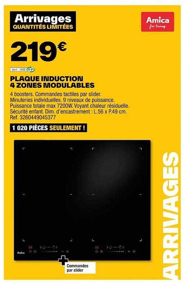 plaque induction 4 zones modulables