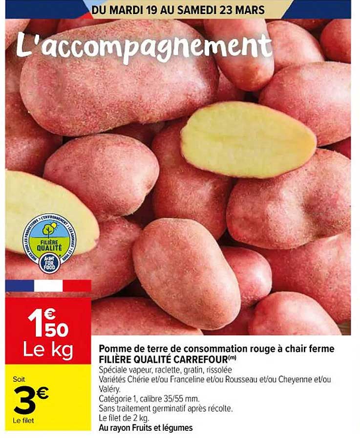 Pomme De Terre De Consommation Rouge à Chair Ferme Filière Qualité Carrefour