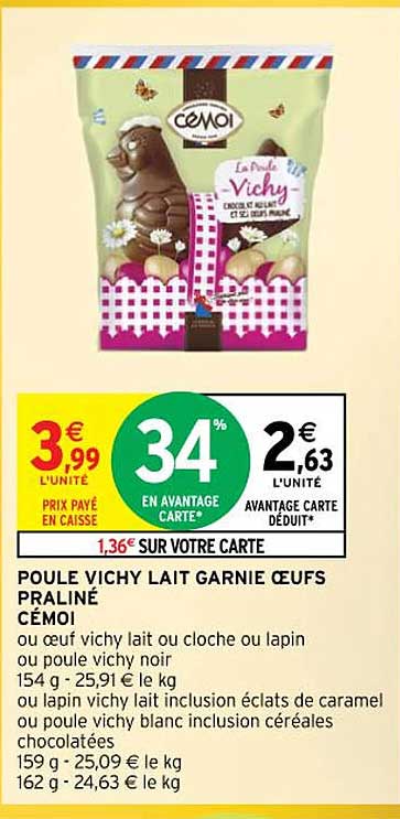 Poule Vichy Lait Garnie œufs Praliné Cémoi