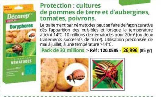 protection : cultures de pommes de terre et d'aubergines, tomates, poivrons.