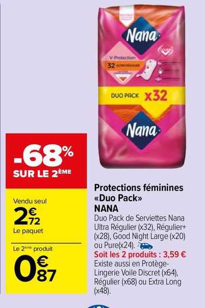 protections féminines «duo pack» nana