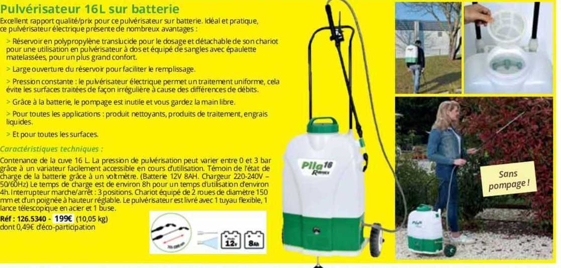 Pulvérisateur 16L Sur Batterie