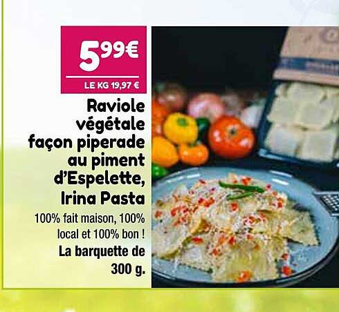 raviole végétale façon piperade au piment d'espelette, irina pasta