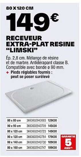 receveur extra-plat résine "limski"