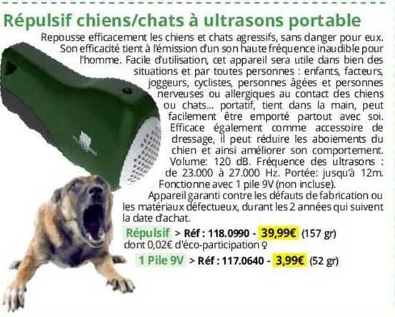 répulsif chiens/chats à ultrason portable