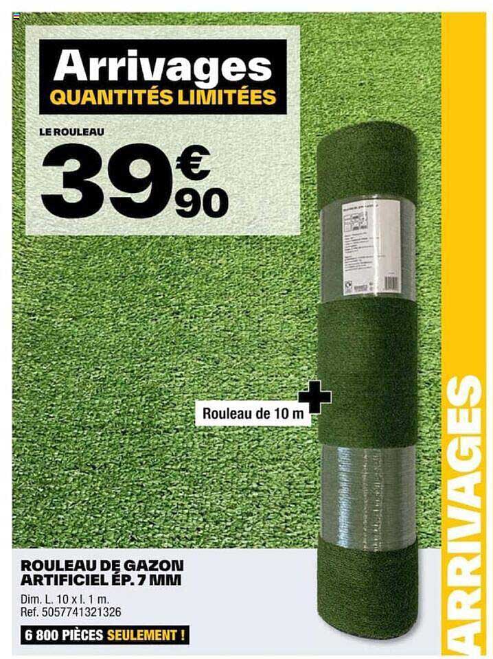 rouleau de gazon artificiel ép. 7 mm
