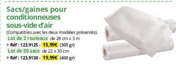 sacs/gaines pour conditionneuses sous-vide d'air
