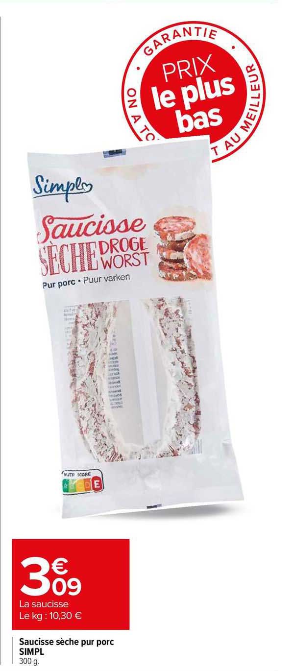 Saucisse Sèche Pur Porc Simpl