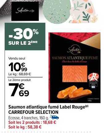 Saumon Atlantique Fumé Label Rouge Carrefour Sélection