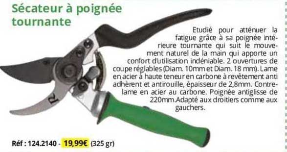sécateur à poignée tournante