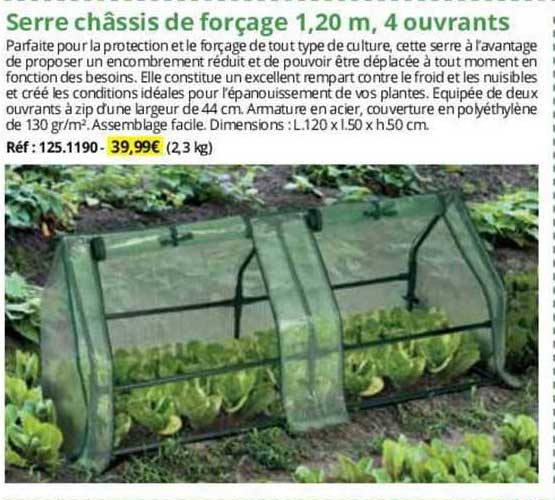 serre châssis de forçage 1,20m, ouvrants