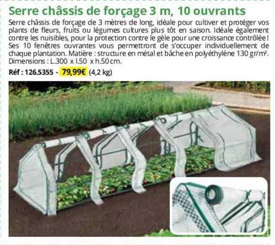 Serre Châssis De Forçage 3 M, 10 Ouvrants