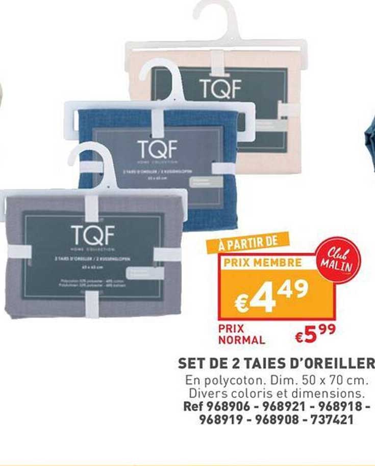 set de 2 taies d'oreiller