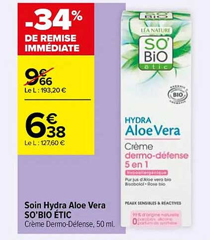 soin hydra aloe vera so'bio étic