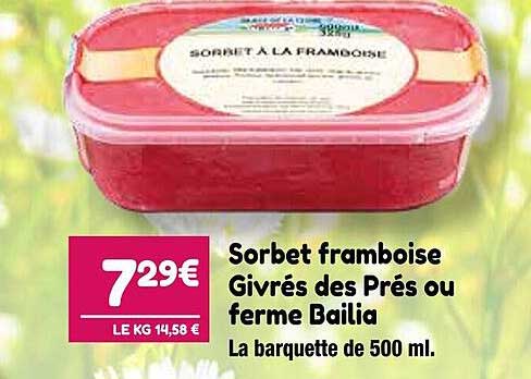 sorbet framboise givrés des prés ou ferme bailia
