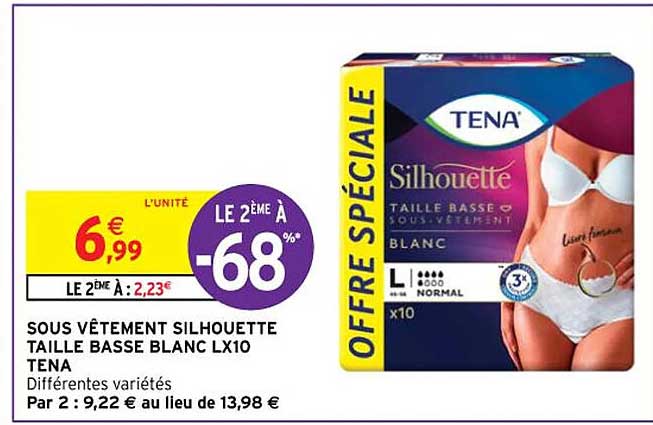 sous vêtement silhouette taille basse blanc lx 10 tena